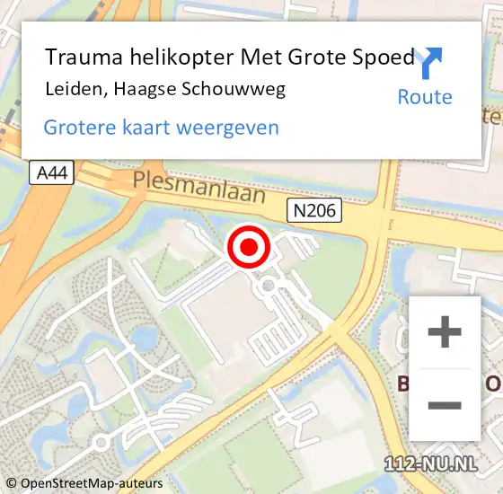 Locatie op kaart van de 112 melding: Trauma helikopter Met Grote Spoed Naar Leiden, Haagse Schouwweg op 19 juni 2023 12:30