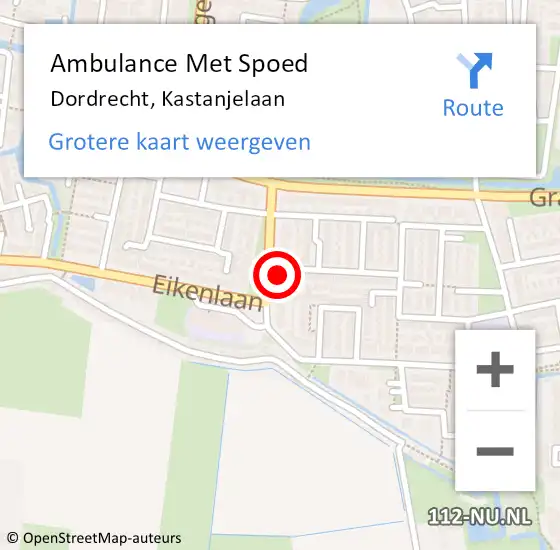 Locatie op kaart van de 112 melding: Ambulance Met Spoed Naar Dordrecht, Kastanjelaan op 19 juni 2023 12:48