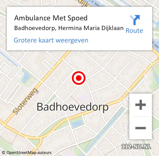 Locatie op kaart van de 112 melding: Ambulance Met Spoed Naar Badhoevedorp, Hermina Maria Dijklaan op 19 juni 2023 12:57