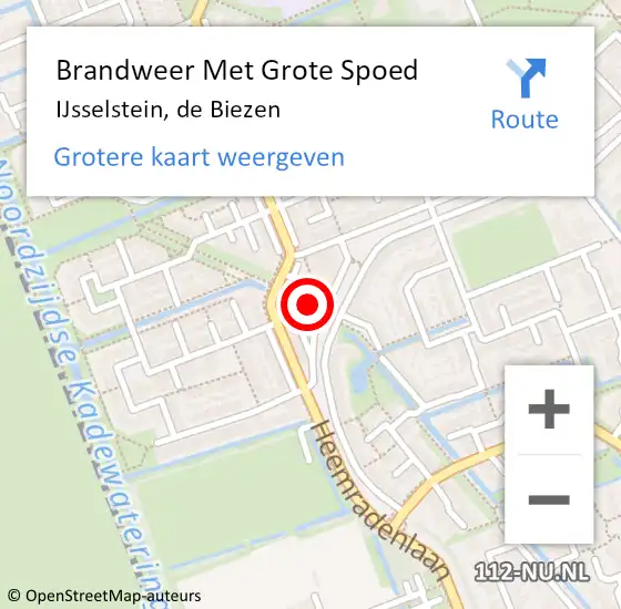 Locatie op kaart van de 112 melding: Brandweer Met Grote Spoed Naar IJsselstein, de Biezen op 19 juni 2023 13:03