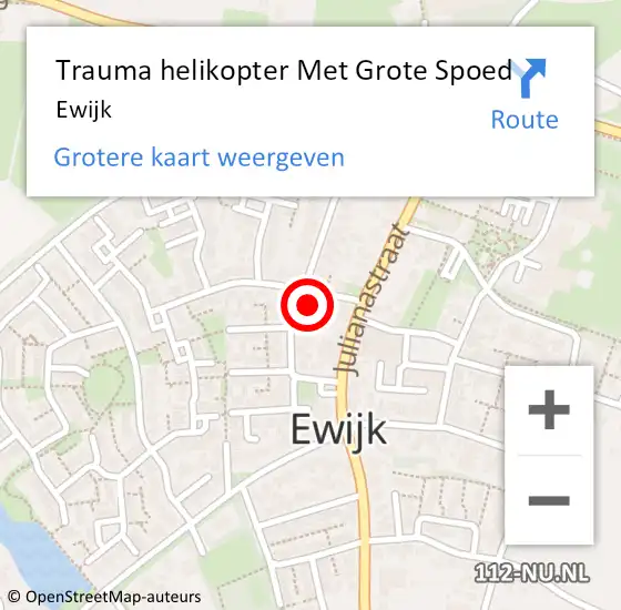 Locatie op kaart van de 112 melding: Trauma helikopter Met Grote Spoed Naar Ewijk op 19 juni 2023 13:09