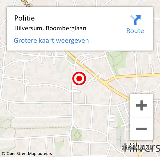 Locatie op kaart van de 112 melding: Politie Hilversum, Boomberglaan op 19 juni 2023 13:21