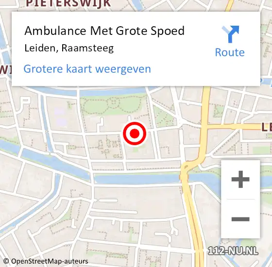 Locatie op kaart van de 112 melding: Ambulance Met Grote Spoed Naar Leiden, Raamsteeg op 19 juni 2023 13:24