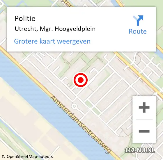 Locatie op kaart van de 112 melding: Politie Utrecht, Mgr. Hoogveldplein op 19 juni 2023 13:28