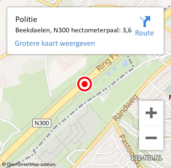 Locatie op kaart van de 112 melding: Politie Beekdaelen, N300 hectometerpaal: 3,6 op 19 juni 2023 13:36