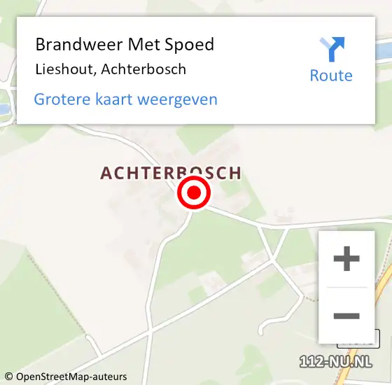 Locatie op kaart van de 112 melding: Brandweer Met Spoed Naar Lieshout, Achterbosch op 19 juni 2023 13:50