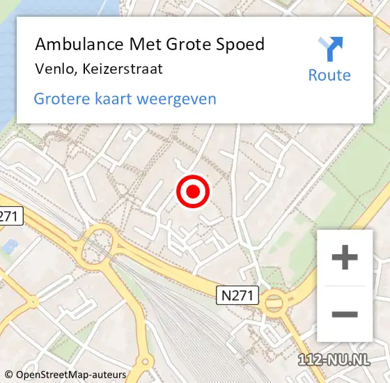 Locatie op kaart van de 112 melding: Ambulance Met Grote Spoed Naar Venlo, Keizerstraat op 29 augustus 2014 14:53