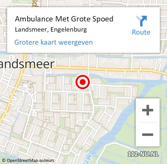 Locatie op kaart van de 112 melding: Ambulance Met Grote Spoed Naar Landsmeer, Engelenburg op 19 juni 2023 14:12