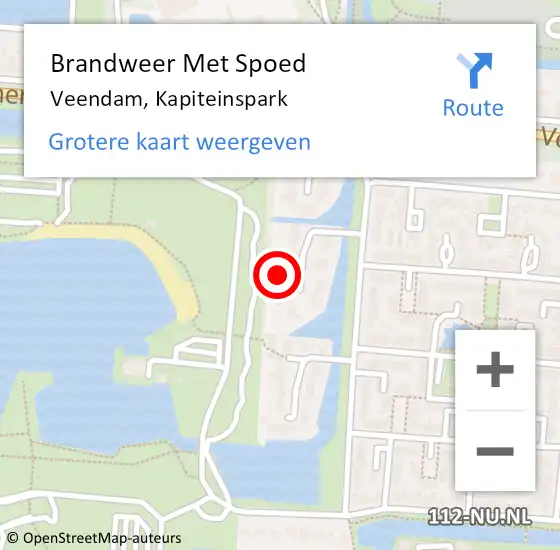 Locatie op kaart van de 112 melding: Brandweer Met Spoed Naar Veendam, Kapiteinspark op 19 juni 2023 14:14