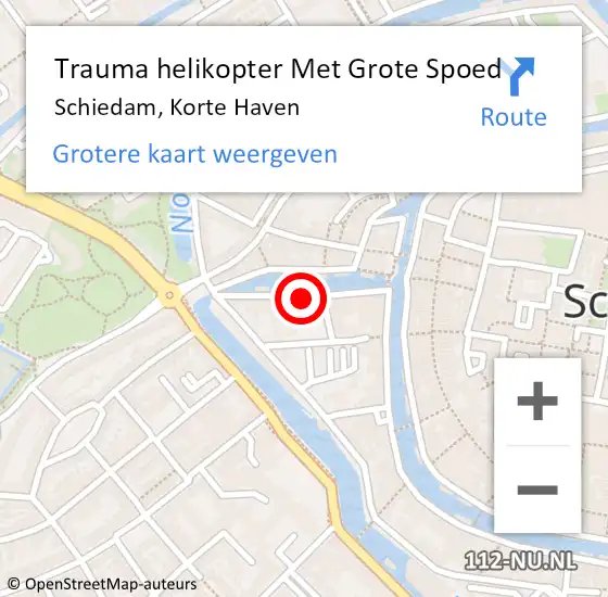 Locatie op kaart van de 112 melding: Trauma helikopter Met Grote Spoed Naar Schiedam, Korte Haven op 19 juni 2023 14:41