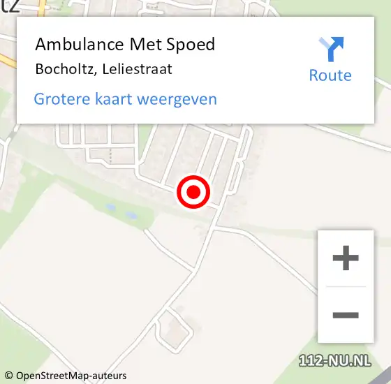 Locatie op kaart van de 112 melding: Ambulance Met Spoed Naar Bocholtz, Leliestraat op 29 augustus 2014 15:03