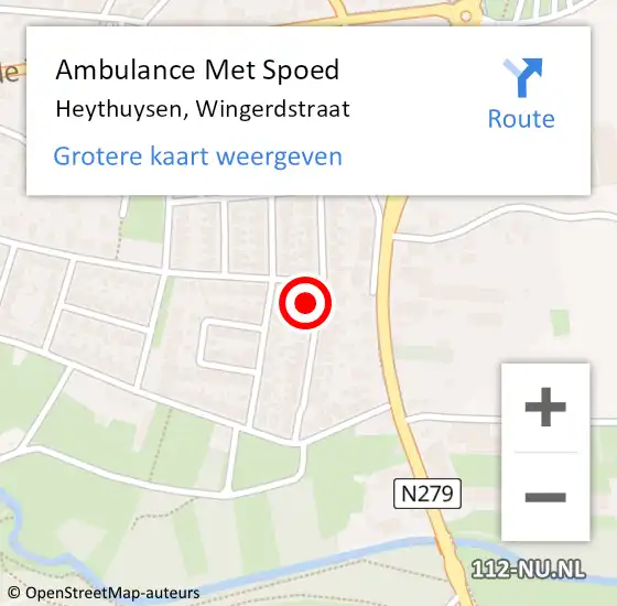 Locatie op kaart van de 112 melding: Ambulance Met Spoed Naar Heythuysen, Wingerdstraat op 19 juni 2023 14:47