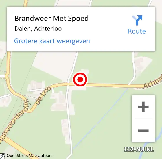 Locatie op kaart van de 112 melding: Brandweer Met Spoed Naar Dalen, Achterloo op 19 juni 2023 14:59