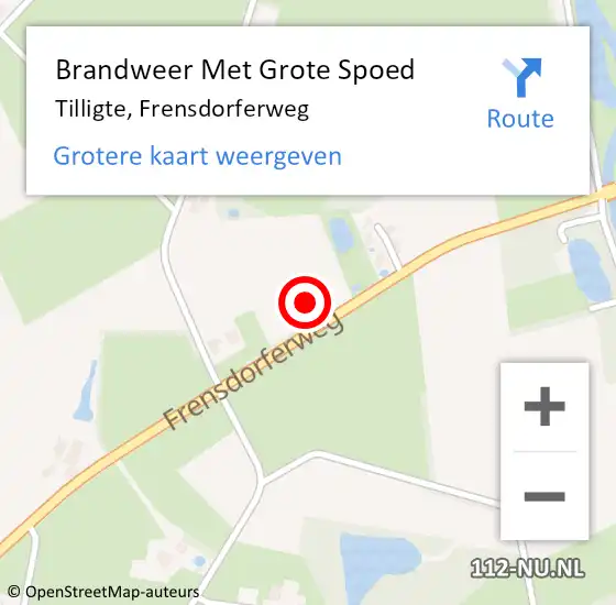 Locatie op kaart van de 112 melding: Brandweer Met Grote Spoed Naar Tilligte, Frensdorferweg op 19 juni 2023 15:21
