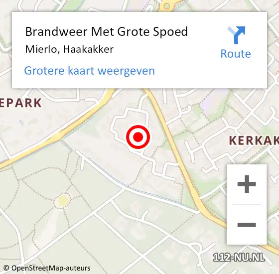 Locatie op kaart van de 112 melding: Brandweer Met Grote Spoed Naar Mierlo, Haakakker op 19 juni 2023 15:35