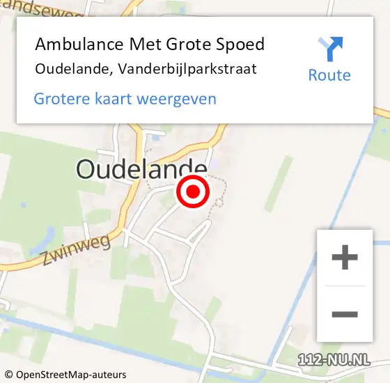 Locatie op kaart van de 112 melding: Ambulance Met Grote Spoed Naar Oudelande, Vanderbijlparkstraat op 13 oktober 2013 04:04