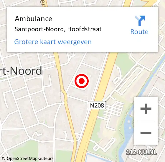 Locatie op kaart van de 112 melding: Ambulance Santpoort-Noord, Hoofdstraat op 19 juni 2023 15:40