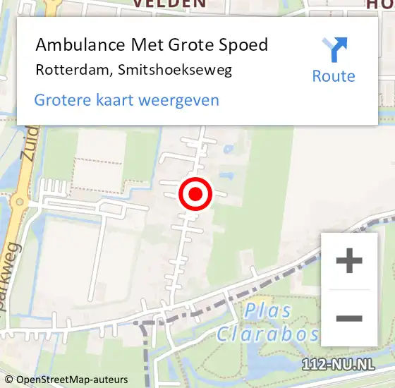 Locatie op kaart van de 112 melding: Ambulance Met Grote Spoed Naar Rotterdam, Smitshoekseweg op 19 juni 2023 15:47