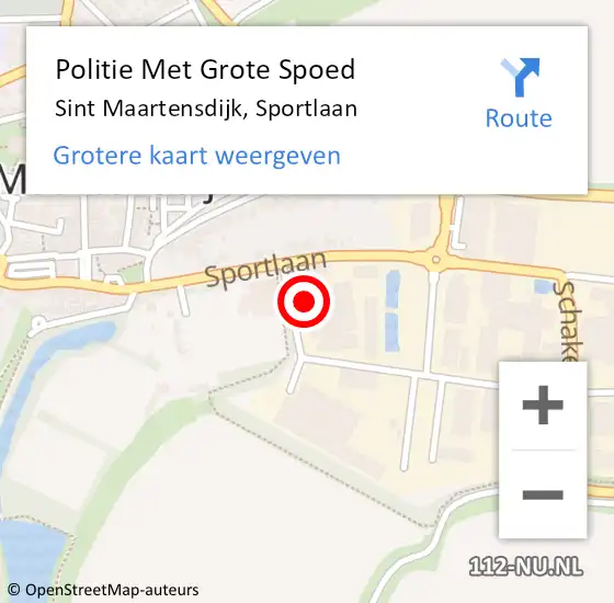 Locatie op kaart van de 112 melding: Politie Met Grote Spoed Naar Sint Maartensdijk, Sportlaan op 19 juni 2023 16:07