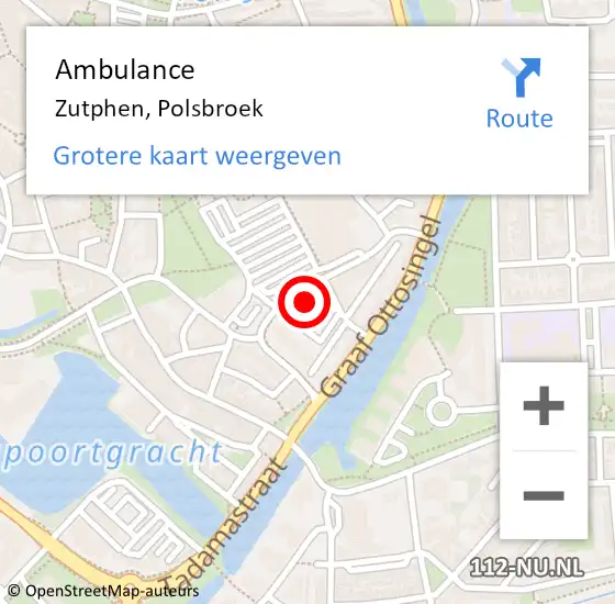 Locatie op kaart van de 112 melding: Ambulance Zutphen, Polsbroek op 19 juni 2023 16:10