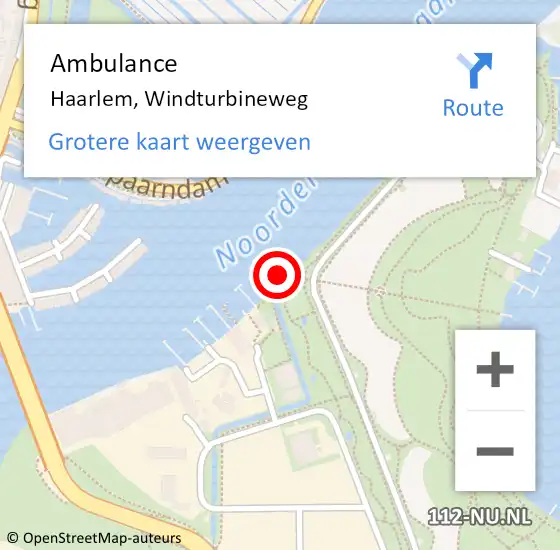 Locatie op kaart van de 112 melding: Ambulance Haarlem, Windturbineweg op 19 juni 2023 16:12