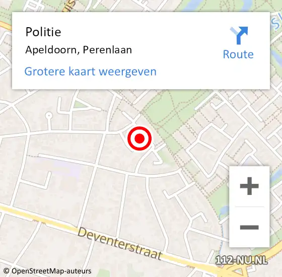 Locatie op kaart van de 112 melding: Politie Apeldoorn, Perenlaan op 19 juni 2023 16:19