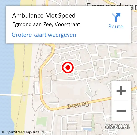 Locatie op kaart van de 112 melding: Ambulance Met Spoed Naar Egmond aan Zee, Voorstraat op 29 augustus 2014 15:14