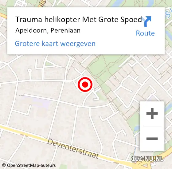 Locatie op kaart van de 112 melding: Trauma helikopter Met Grote Spoed Naar Apeldoorn, Perenlaan op 19 juni 2023 16:22