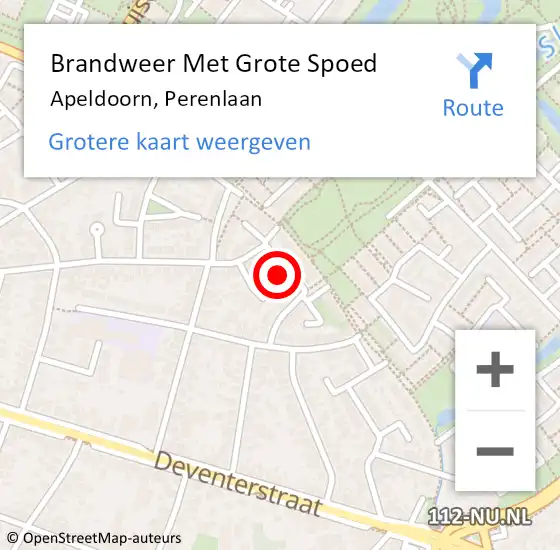 Locatie op kaart van de 112 melding: Brandweer Met Grote Spoed Naar Apeldoorn, Perenlaan op 19 juni 2023 16:35