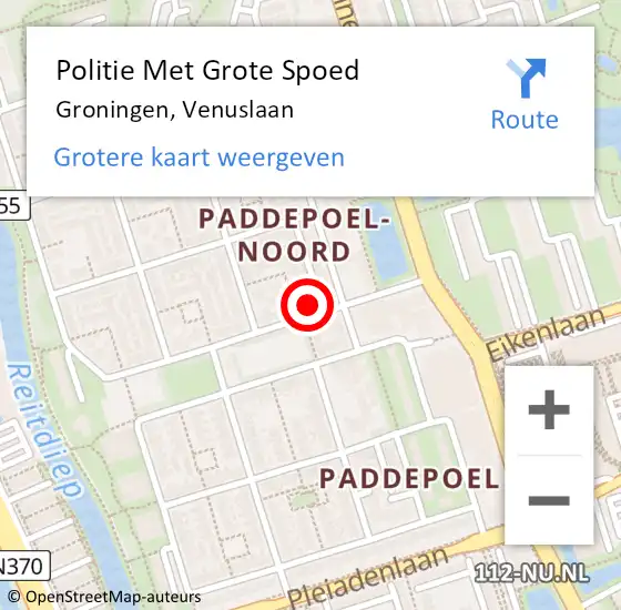 Locatie op kaart van de 112 melding: Politie Met Grote Spoed Naar Groningen, Venuslaan op 19 juni 2023 16:46