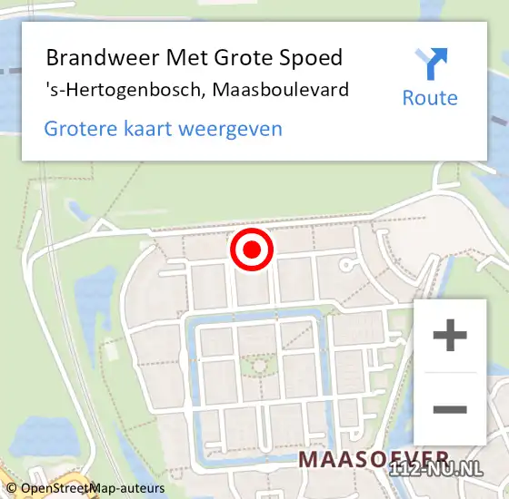 Locatie op kaart van de 112 melding: Brandweer Met Grote Spoed Naar 's-Hertogenbosch, Maasboulevard op 19 juni 2023 16:59