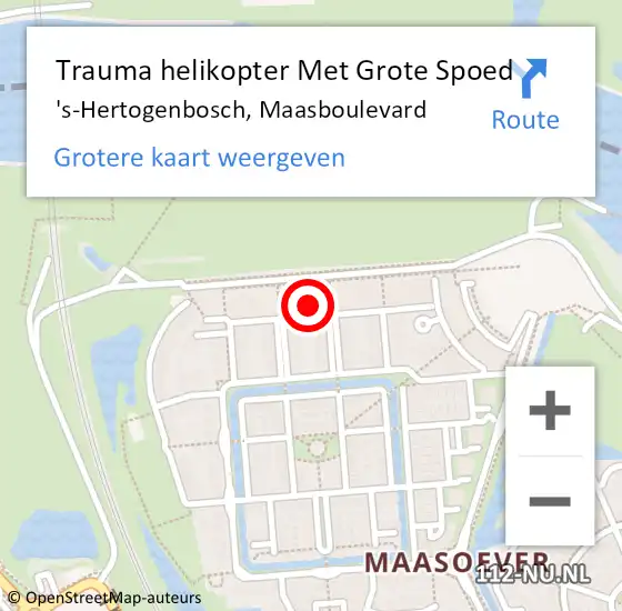 Locatie op kaart van de 112 melding: Trauma helikopter Met Grote Spoed Naar 's-Hertogenbosch, Maasboulevard op 19 juni 2023 17:05