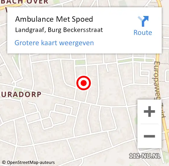 Locatie op kaart van de 112 melding: Ambulance Met Spoed Naar Landgraaf, Burg Beckersstraat op 29 augustus 2014 15:18