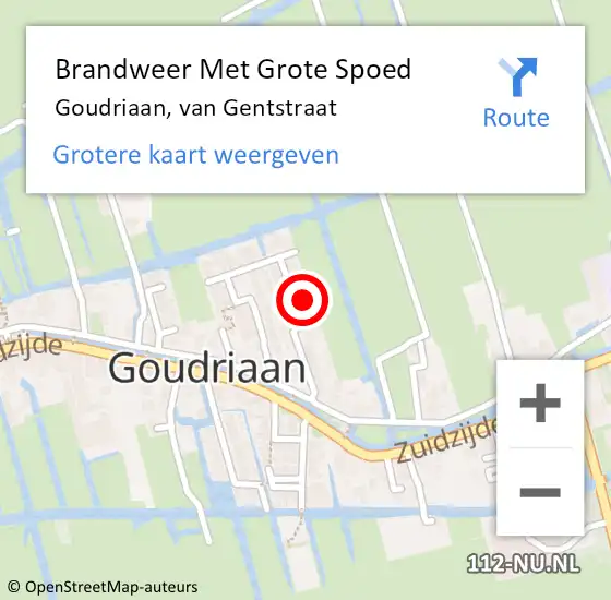 Locatie op kaart van de 112 melding: Brandweer Met Grote Spoed Naar Goudriaan, van Gentstraat op 19 juni 2023 17:27