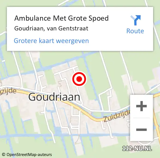 Locatie op kaart van de 112 melding: Ambulance Met Grote Spoed Naar Goudriaan, van Gentstraat op 19 juni 2023 17:27