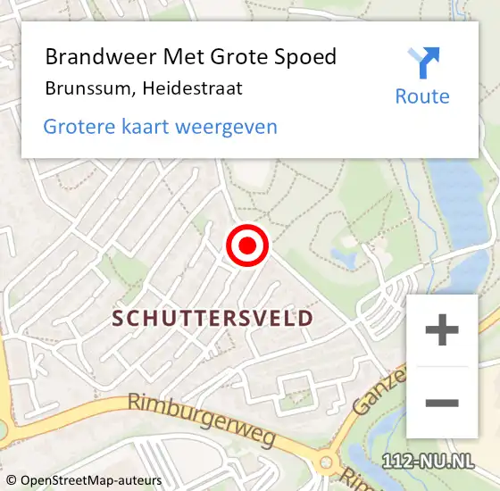 Locatie op kaart van de 112 melding: Brandweer Met Grote Spoed Naar Brunssum, Heidestraat op 19 juni 2023 17:38