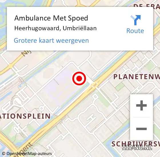 Locatie op kaart van de 112 melding: Ambulance Met Spoed Naar Heerhugowaard, Umbriëllaan op 19 juni 2023 17:39