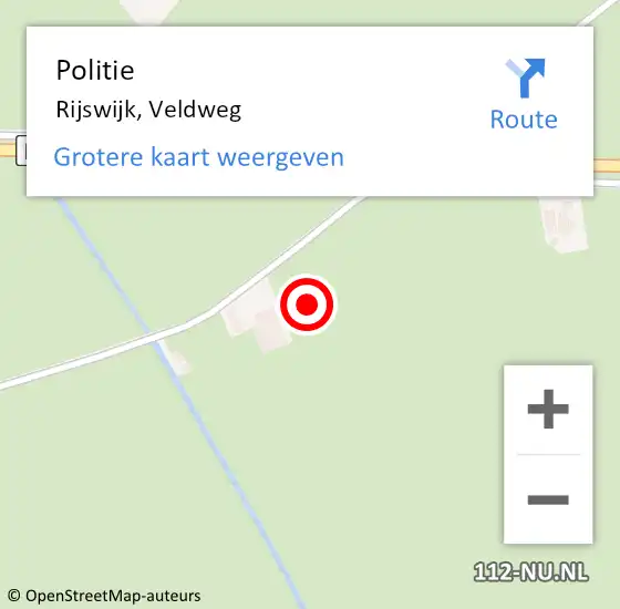 Locatie op kaart van de 112 melding: Politie Rijswijk, Veldweg op 19 juni 2023 17:47