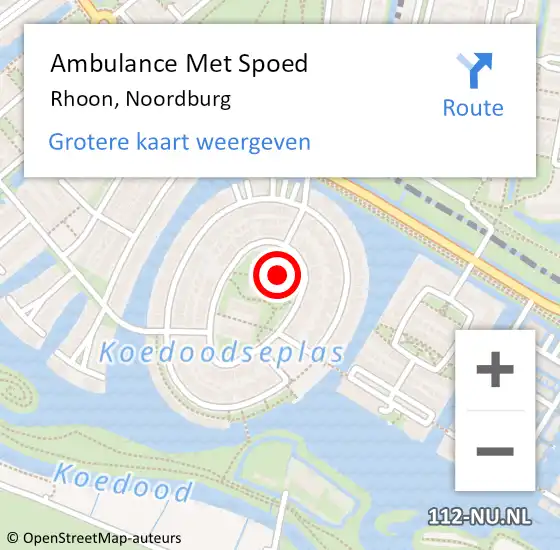 Locatie op kaart van de 112 melding: Ambulance Met Spoed Naar Rhoon, Noordburg op 19 juni 2023 17:56