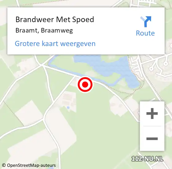 Locatie op kaart van de 112 melding: Brandweer Met Spoed Naar Braamt, Braamweg op 19 juni 2023 18:10