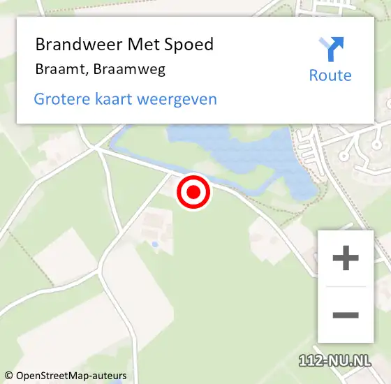 Locatie op kaart van de 112 melding: Brandweer Met Spoed Naar Braamt, Braamweg op 19 juni 2023 18:13