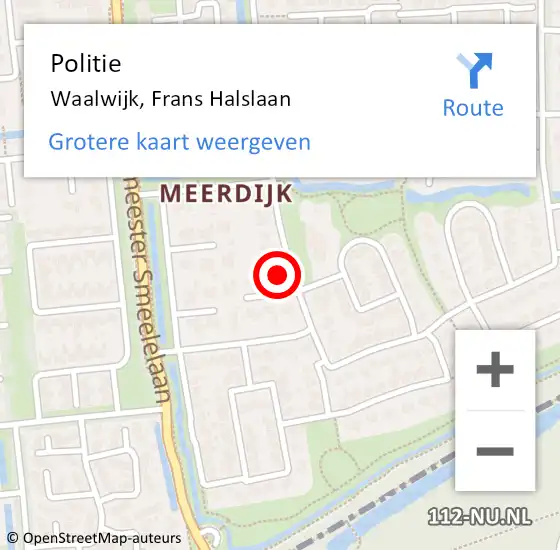 Locatie op kaart van de 112 melding: Politie Waalwijk, Frans Halslaan op 19 juni 2023 18:31