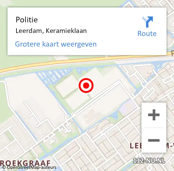 Locatie op kaart van de 112 melding: Politie Leerdam, Keramieklaan op 19 juni 2023 18:34