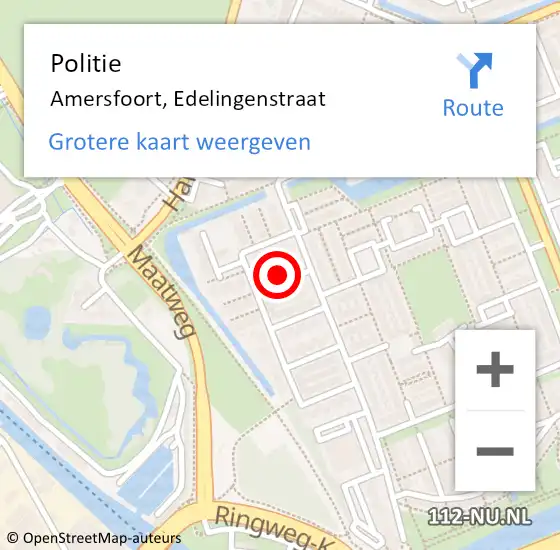 Locatie op kaart van de 112 melding: Politie Amersfoort, Edelingenstraat op 19 juni 2023 18:58