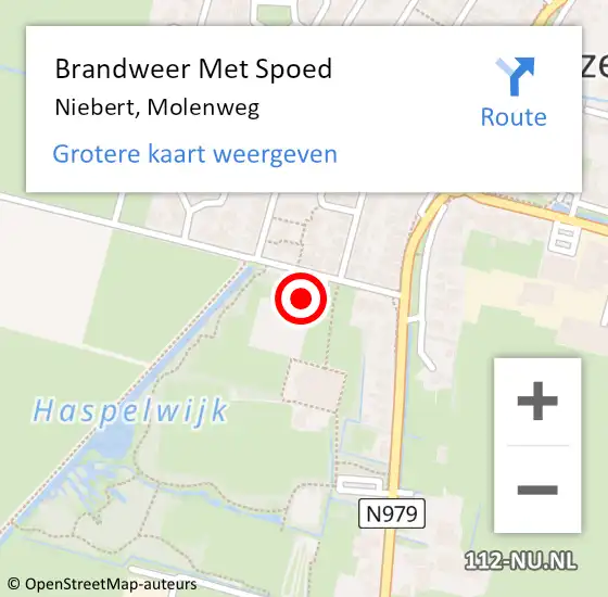 Locatie op kaart van de 112 melding: Brandweer Met Spoed Naar Niebert, Molenweg op 19 juni 2023 19:18