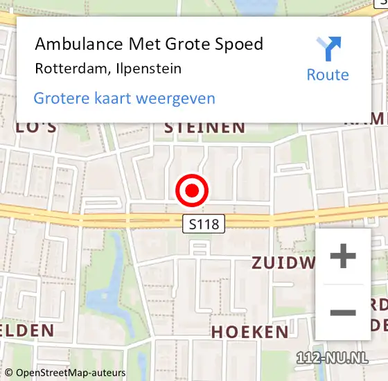 Locatie op kaart van de 112 melding: Ambulance Met Grote Spoed Naar Rotterdam, Ilpenstein op 19 juni 2023 19:23