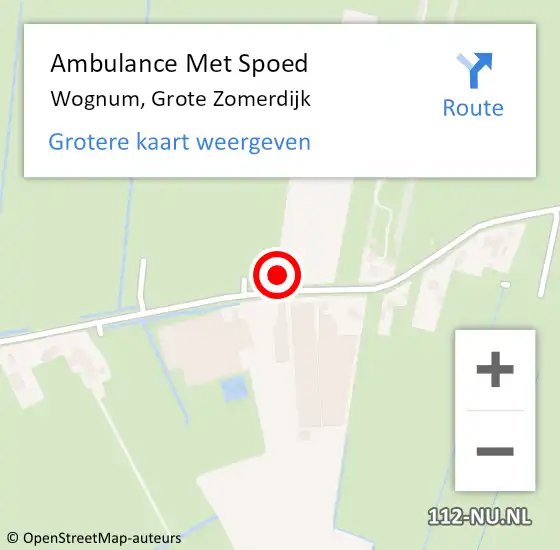 Locatie op kaart van de 112 melding: Ambulance Met Spoed Naar Wognum, Grote Zomerdijk op 19 juni 2023 19:40