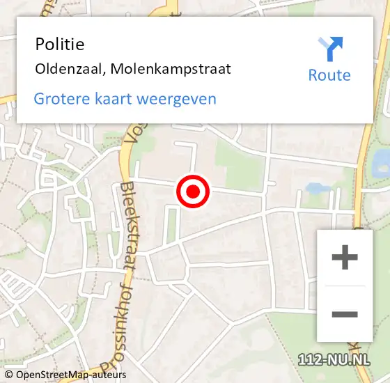 Locatie op kaart van de 112 melding: Politie Oldenzaal, Molenkampstraat op 19 juni 2023 19:48