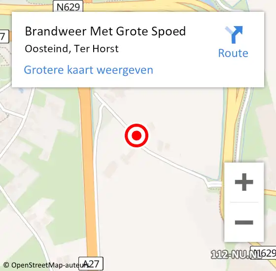 Locatie op kaart van de 112 melding: Brandweer Met Grote Spoed Naar Oosteind, Ter Horst op 19 juni 2023 19:58