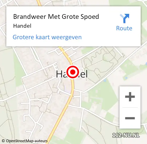 Locatie op kaart van de 112 melding: Brandweer Met Grote Spoed Naar Handel op 19 juni 2023 20:07